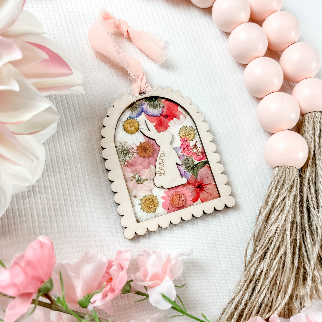 Bunny name floral tag