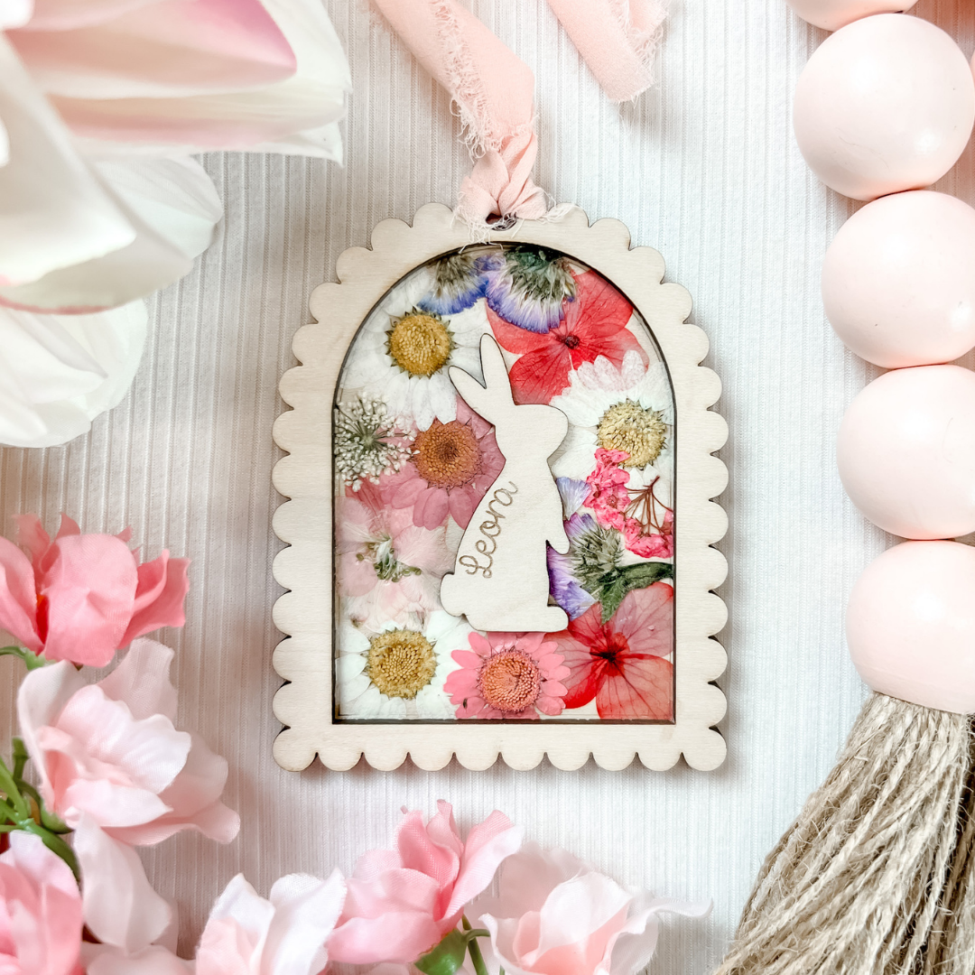 Bunny name floral tag