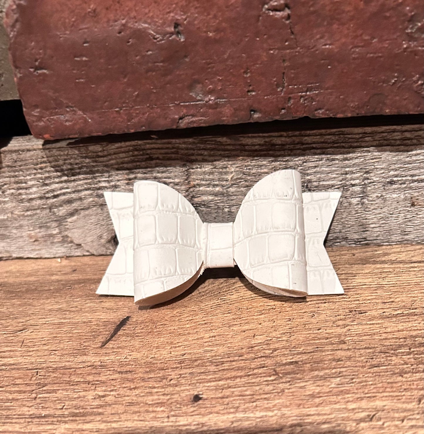 White alligator Faux Leather Bow