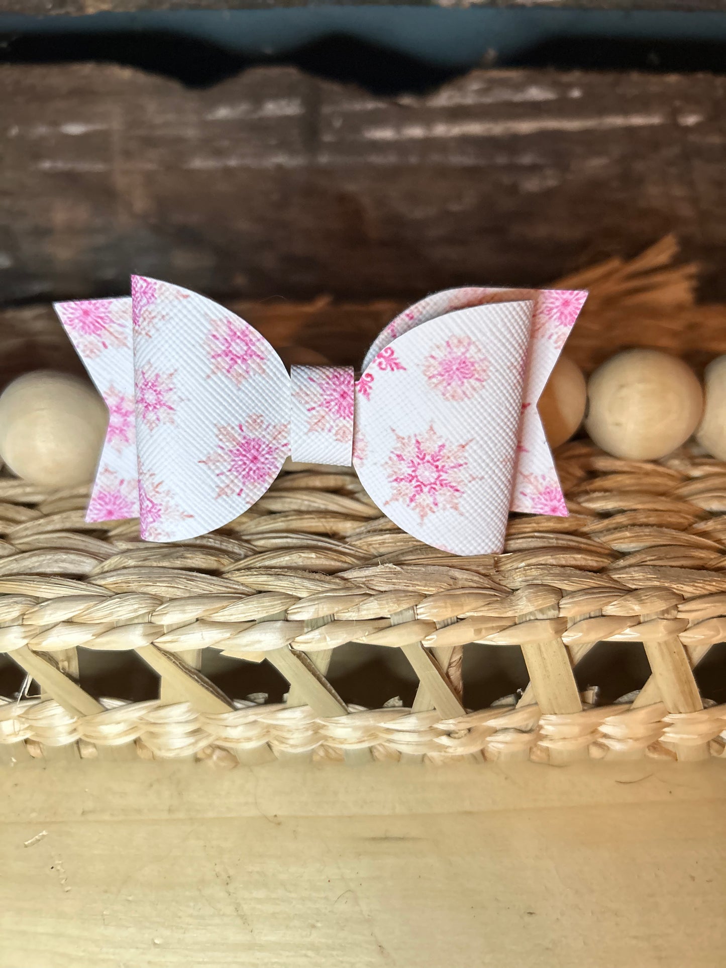Pink snowflakes bow