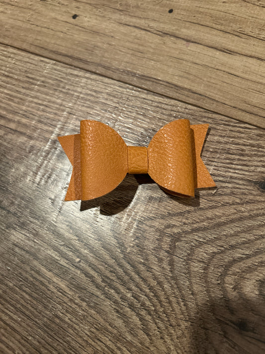 Large Tan Faux Leather Bow