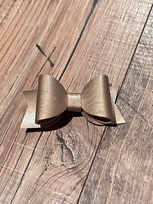 Large bronze Faux Leather Bow