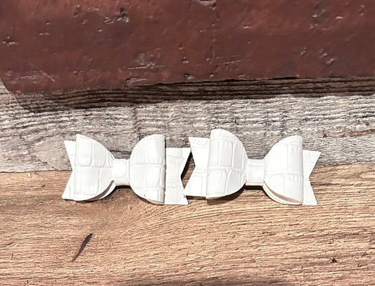 White alligator Faux Leather Bow