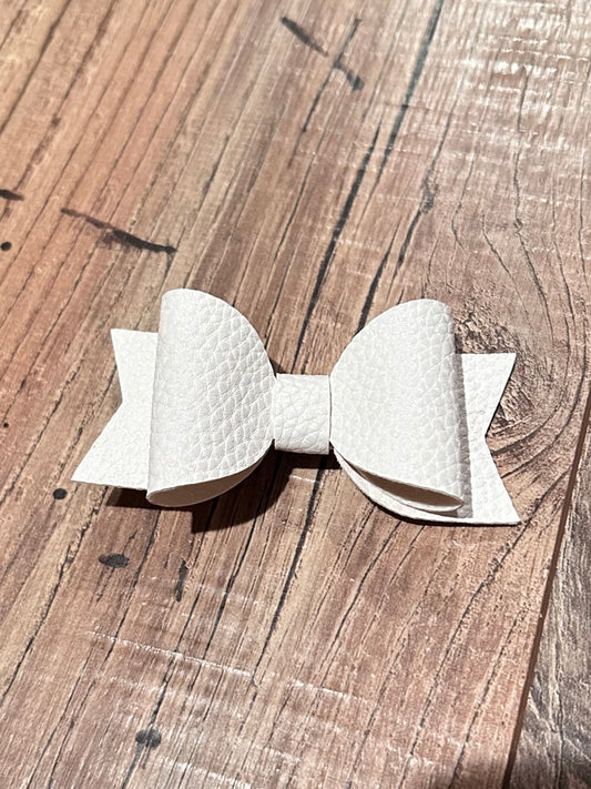 Large white Faux Leather Bow